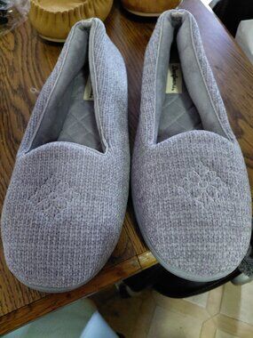 Grey Dearform memory foam slippers wide width